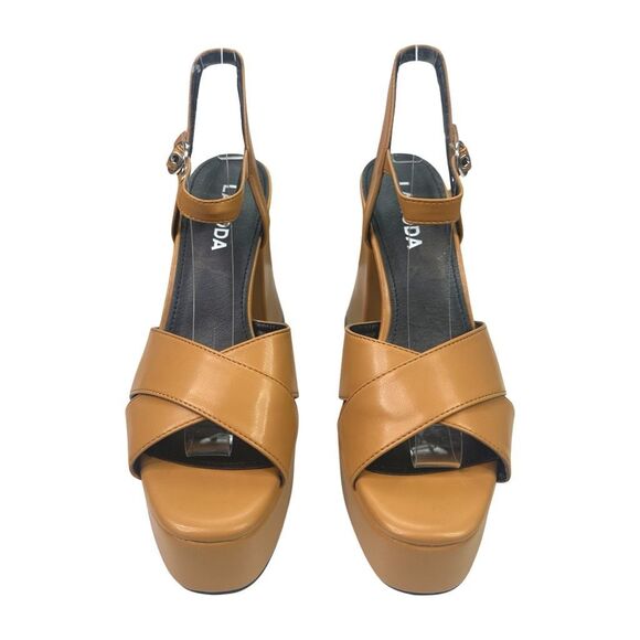 Lamoda Flared Platform Heel Sandal - Camel - Size 8 (UK6) - Picture 2 of 9